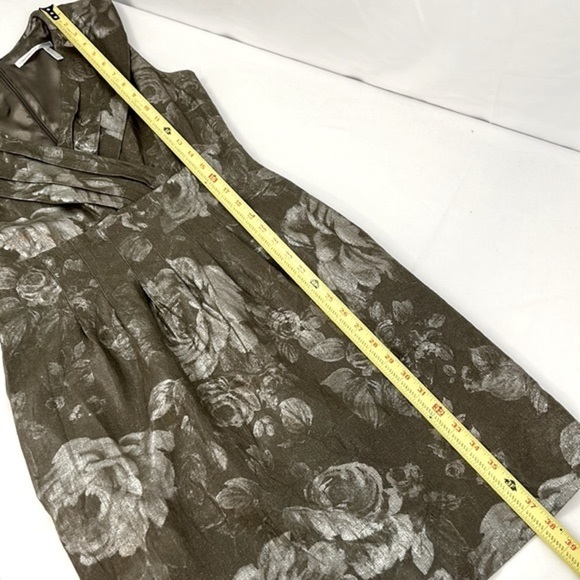 Classiques Entier Nordstrom brand Linen Dress metallic roses on Loden size 10 - Picture 13 of 13